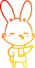 warm gradient line drawing curious bunny cartoon