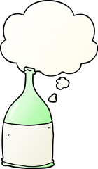 cartoon bottle and thought bubble in smooth gradient style