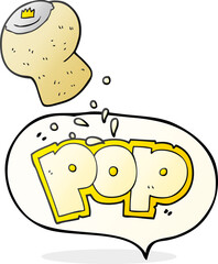 speech bubble cartoon champagne cork popping