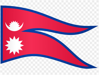 Nepal flag wave isolated on png or transparent background. vector illustration.