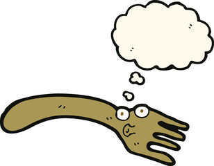 cartoon fork with thought bubble