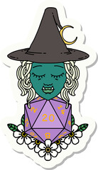 half orc wizard with natural twenty dice roll sticker