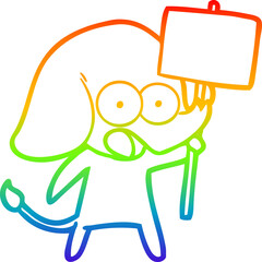 rainbow gradient line drawing cute cartoon elephant