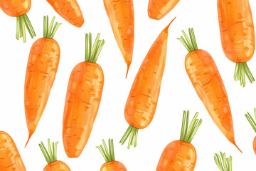 Illustration of seamless pattern carrots scattered across a white background
