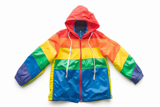 Rainbow raincoat isolated on white background