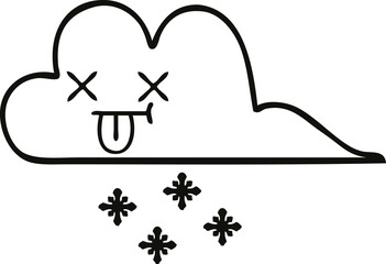 line drawing cartoon storm snow cloud