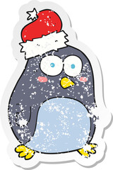 retro distressed sticker of a cartoon penguin