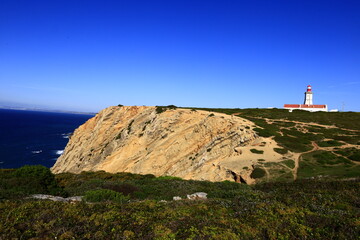 Fototapeta na wymiar Cape Espichel is a cape situated on the western coast of the civil parish of Castelo, municipality of Sesimbra, in the Portuguese district of Setúbal