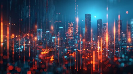 Fototapeta premium bar, chart, financial, graph, statistic, analysis, background, invest, candleholder, currency. skyscrapers cityscape buildings. beautiful real estate. forex financial graph and chart hologram.