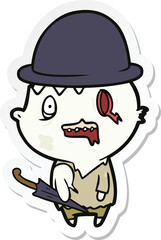 sticker of a cartoon business zombie