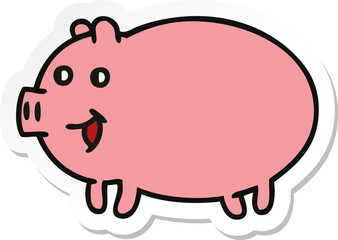 sticker of a cute cartoon pig