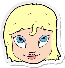 sticker of a cartoon woman smiling