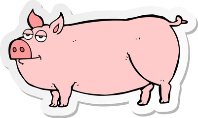 sticker of a cartoon huge pig