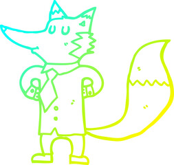 cold gradient line drawing cartoon fox businessman