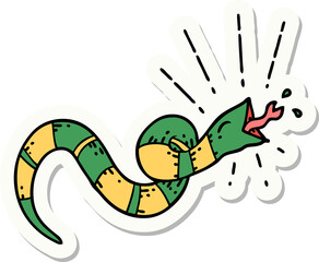 sticker of tattoo style hissing snake