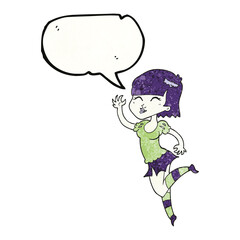 speech bubble textured cartoon vampire girl