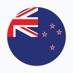 New Zealand national flag vector icon design. New Zealand circle flag. Round of New Zealand flag.
