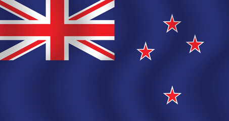 Flat Illustration of the New Zealand flag. New Zealand national flag design. New Zealand wave flag.
