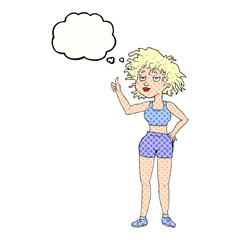 thought bubble cartoon tired gym woman