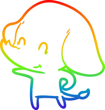 recommend clip art: rainbow gradient line drawing cute cartoon elephant