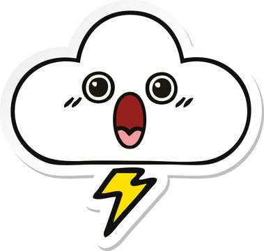 sticker of a cute cartoon storm cloud