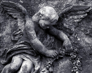Beautiful angel face of a woman. Mercy and peace. (monument of the nineteenth century by an unknown...