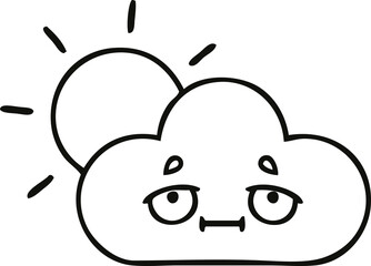 line drawing cartoon sunshine and cloud