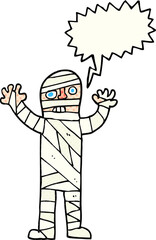 comic book speech bubble cartoon bandaged mummy