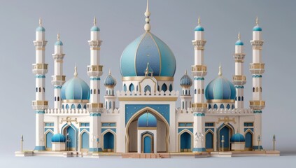 Fototapeta na wymiar 3d mockup a mosque in the style of whimsical.
