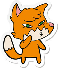 sticker of a clever cartoon fox