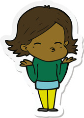 sticker of a cartoon confused woman