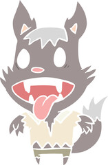 flat color style cartoon halloween werewolf