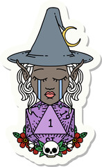 crying elf witch with natural one D20 roll sticker