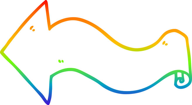 rainbow gradient line drawing cartoon arrow