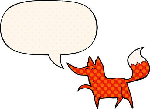 cartoon fox and speech bubble in comic book style