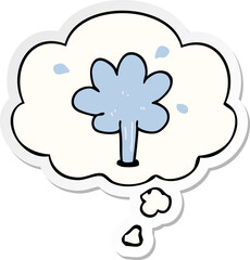 cartoon squirting water and thought bubble as a printed sticker