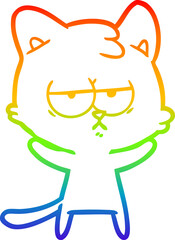 Obraz premium rainbow gradient line drawing bored cartoon cat