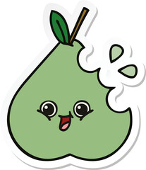 sticker of a cute cartoon green pear