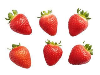 Set of strawberry isolated on transparent background, transparency image, removed background