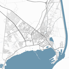 Map of Shubra El Kheima, Egypt. Detailed city map, metropolitan area border.