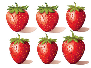 Set of strawberry isolated on transparent background, transparency image, removed background