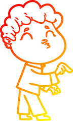 warm gradient line drawing cartoon man pouting