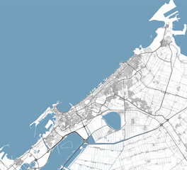 Map of Alexandria, Egypt. Detailed city map, metropolitan area border.