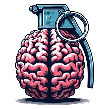 Vector brain distortion from grenade concept engine of the idea.