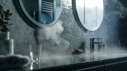 Mysterious Misty Bathroom Mirror, a mirror in the bathroom covered in condensation from steam