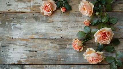On a wooden board, we have rustic roses for Mother's Day