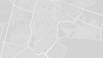Background El Mahalla El Kubra map, Egypt, white and light grey city poster. Vector map with roads and water. - obrazy, fototapety, plakaty