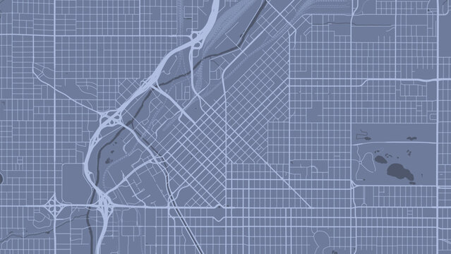 Blue Denver map, United States, detailed municipality map, skyline panorama. Decorative graphic tourist map of Denver territory. Vector illustration.