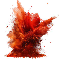 Splashes of seasoning, red dust or paint isolated on transparent background,  realistic illustration of ground chilli pepper, paprika, and red spice powder. - obrazy, fototapety, plakaty
