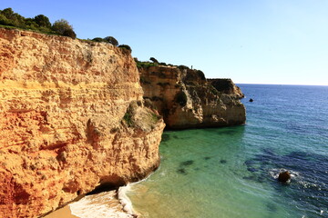 Fototapeta na wymiar Ponta da Piedade is a headland with a group of rock formations along the coastline of the town of Lagos, in the Portuguese region of the Algarve